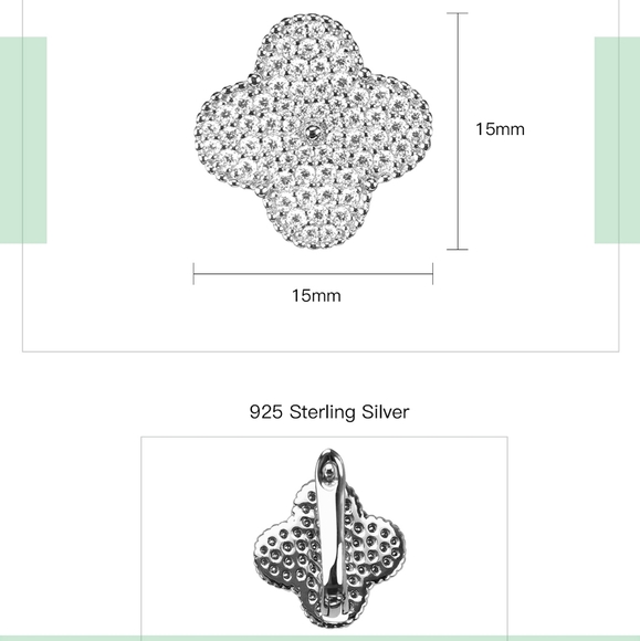 Sterling Silver Moissanite Four Leaf Clover Earring - Picture 6 of 6